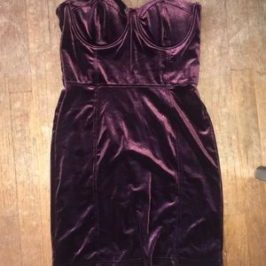 Velvet Burgundy strapless mini dress